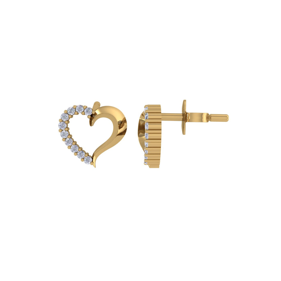 Heart Diamond 14 KT Gold Earrings