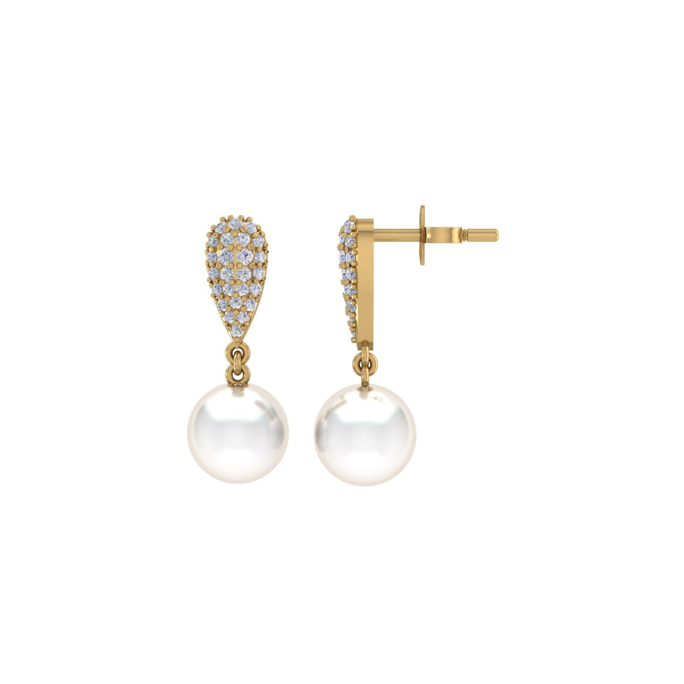 Diamond Dewdrop Pearl Earring