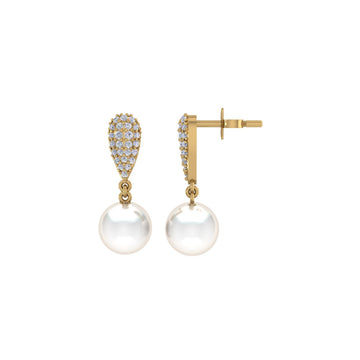 Diamond Dewdrop Pearl Earring