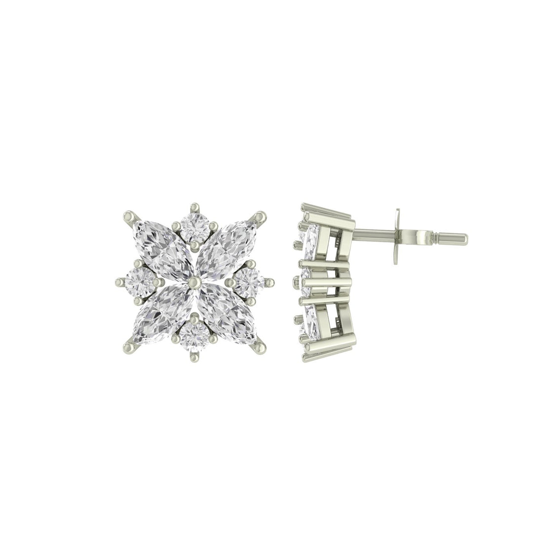 Florales Silver Zircon Earring Studs