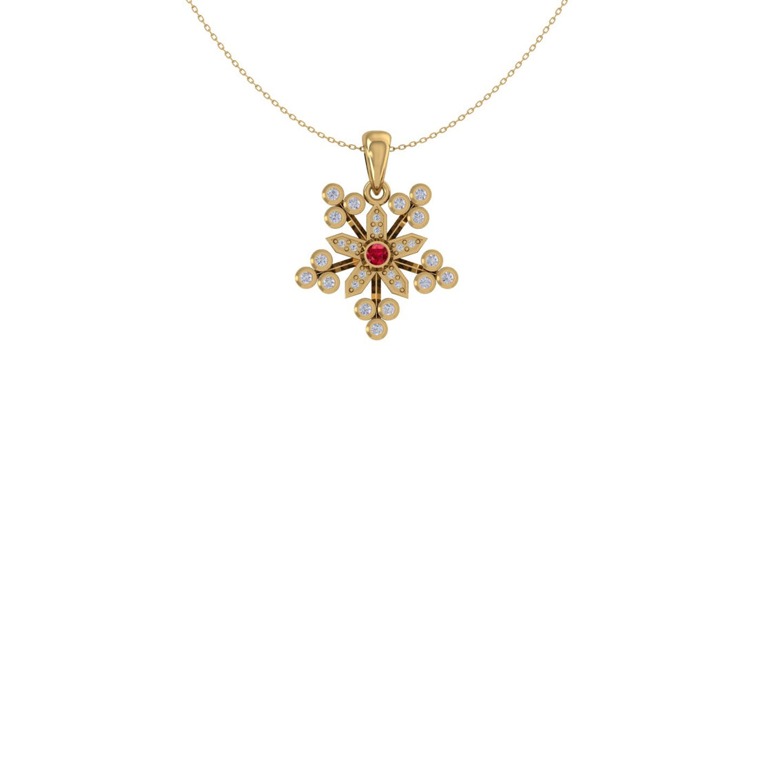 Floral Elegance Ruby & Diamond 14 KT Gold Pendant