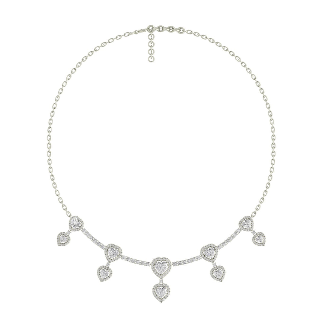 Sparkling Heart Silver Zircon Necklace