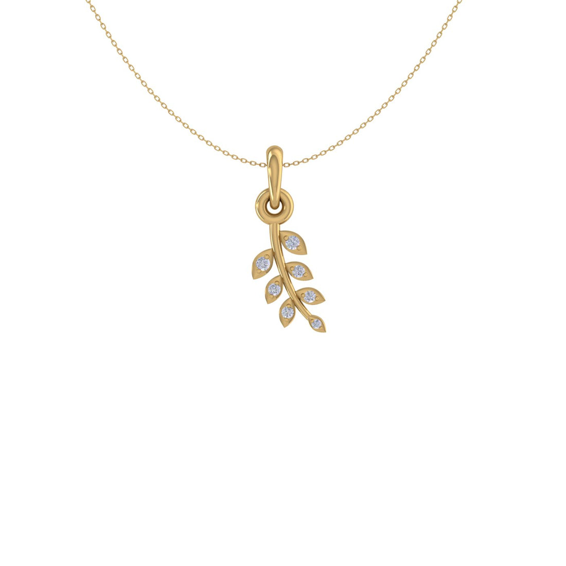 Feather Elegance Diamond 14 KT Gold Pendant