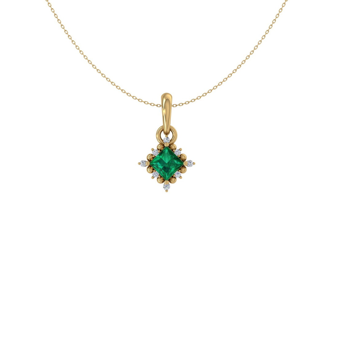 Cornerstone Quad Emerald 14 KT Gold Pendant