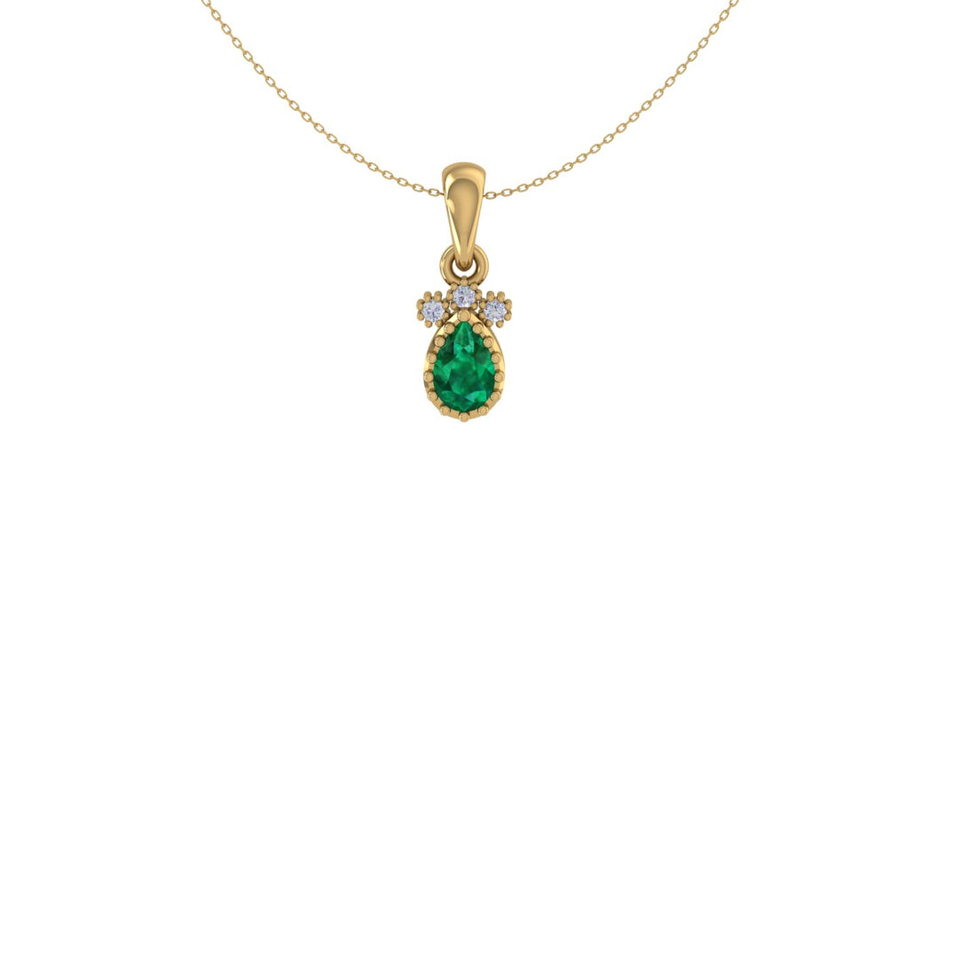 Pear Drop Emerald 14 KT Gold Pendant