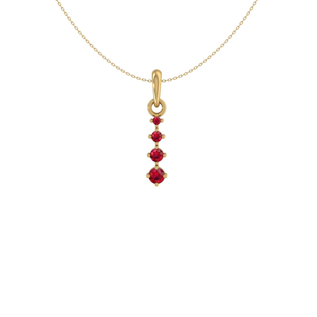 Quartet Ruby 14 KT Gold Pendant