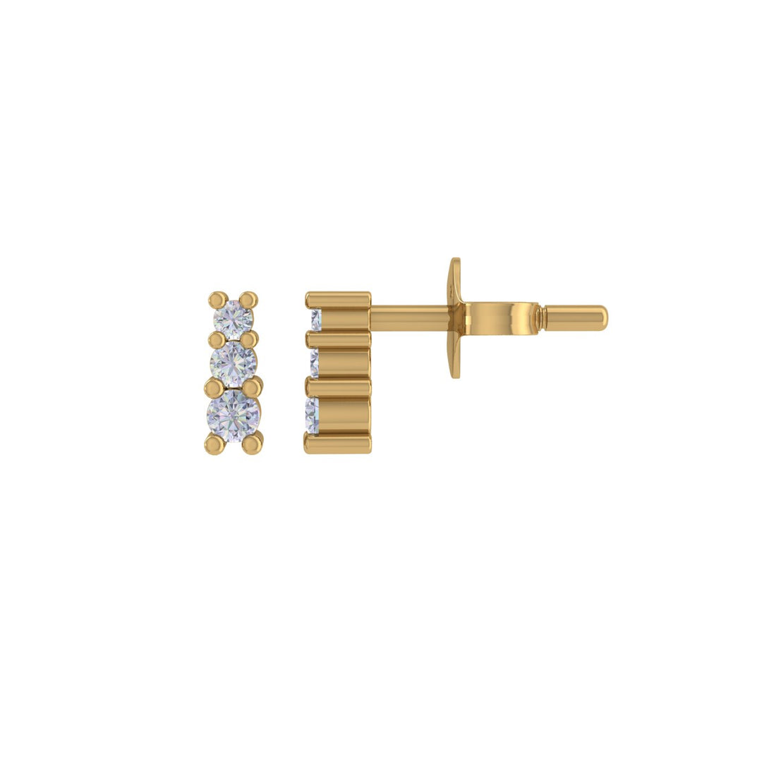 Triple Sparkle Diamond Gold Earring