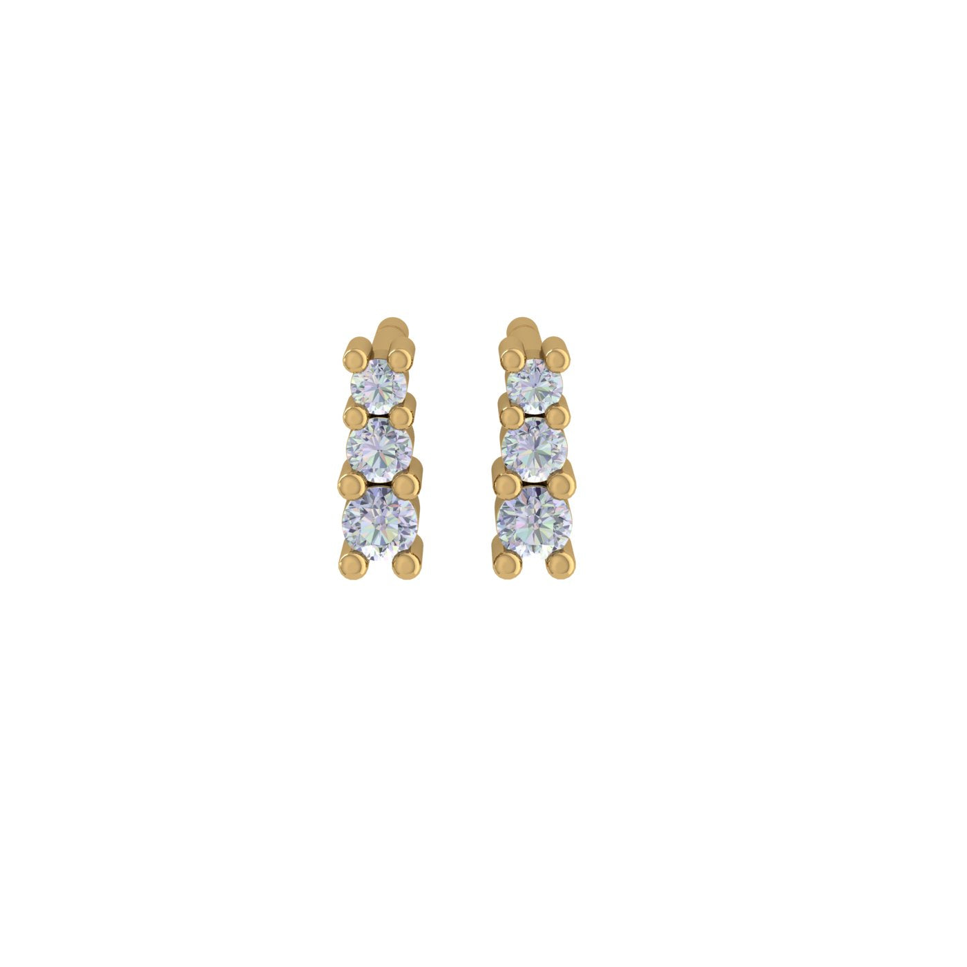 Triple Sparkle Diamond Gold Earring