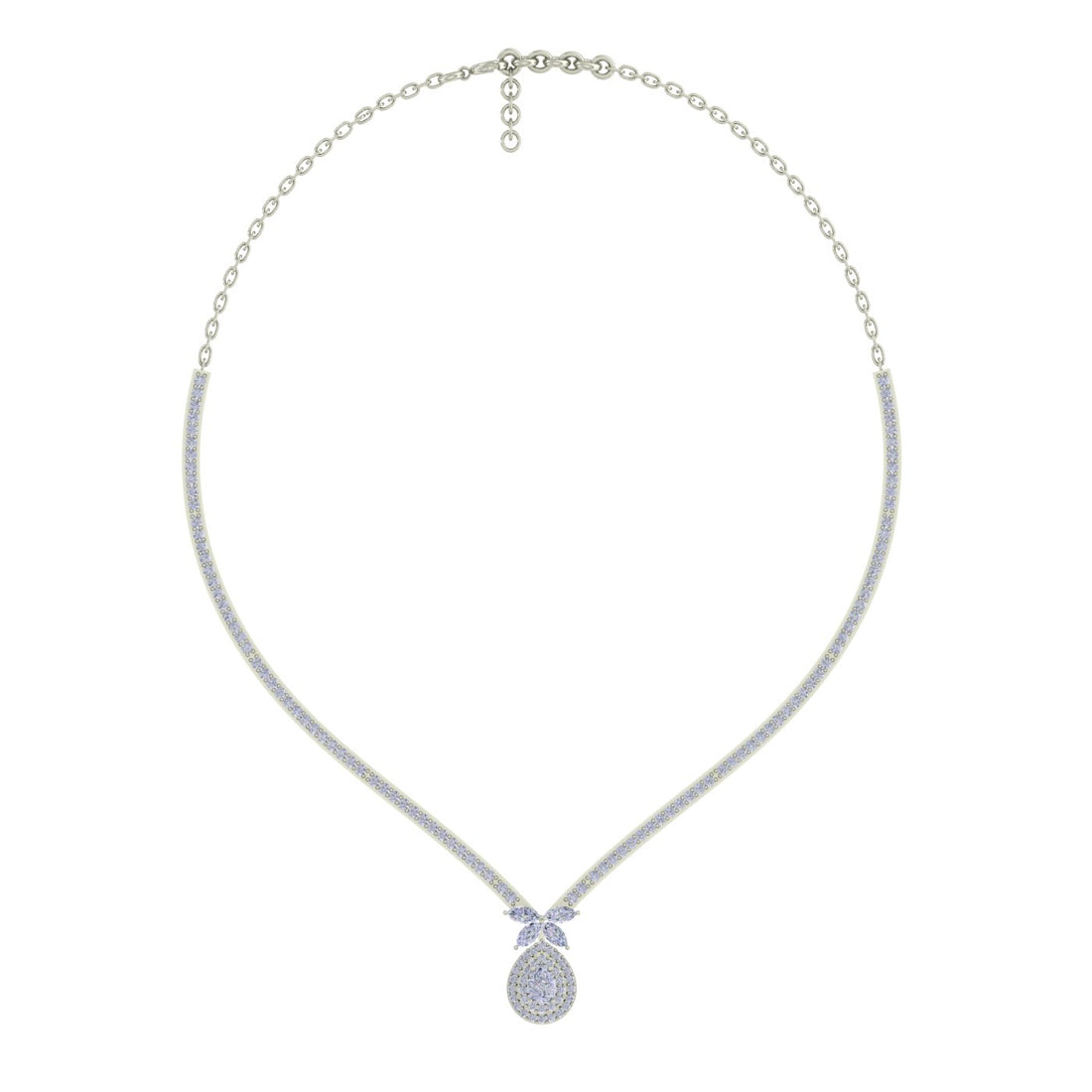 Drop of Glam Zircon Silver Necklace