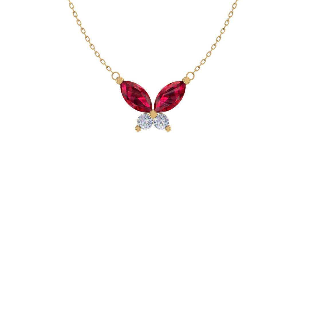 Ruby And Diamond Winged 14 KT Gold Pendant