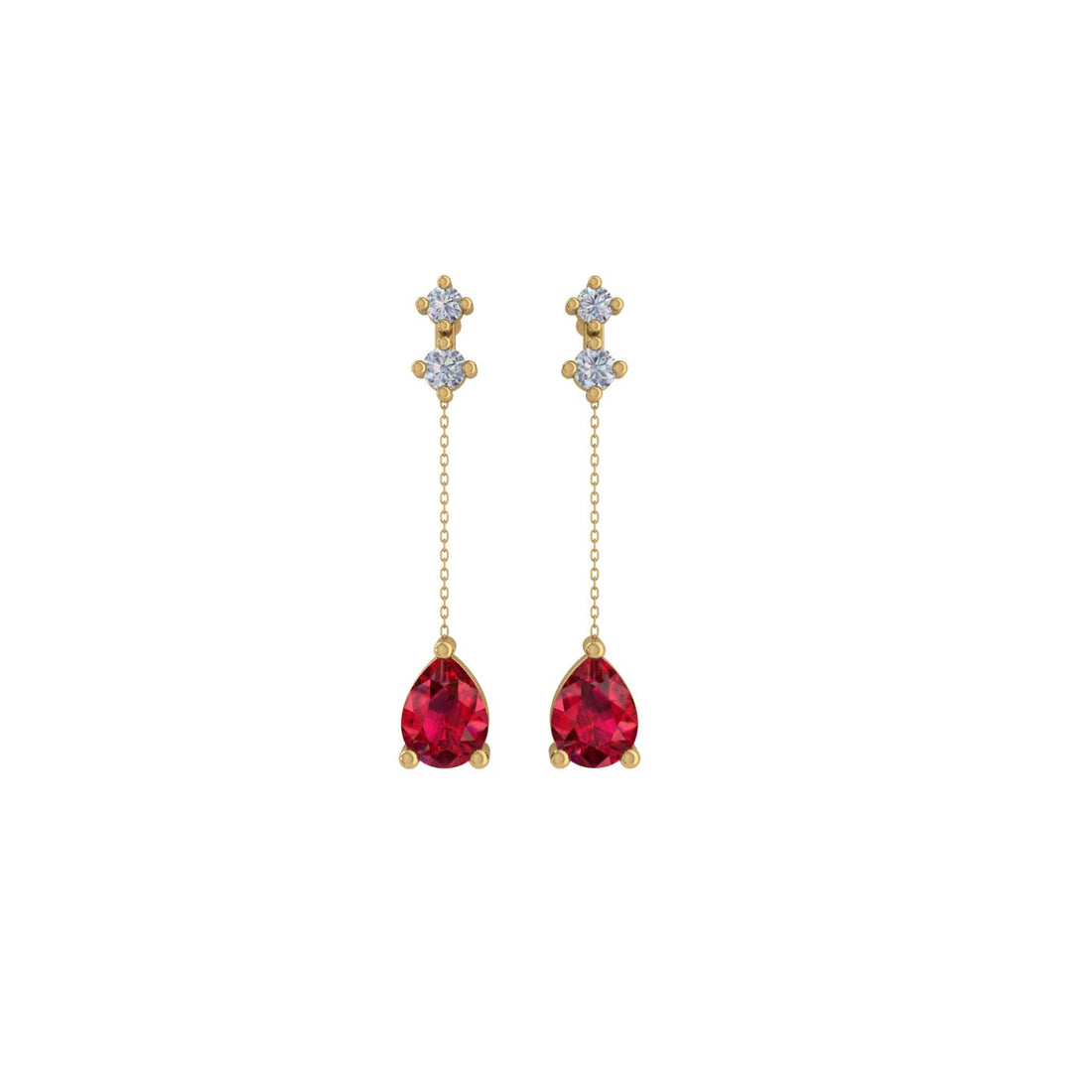 Pyriform Ruby Drop Gold Earring