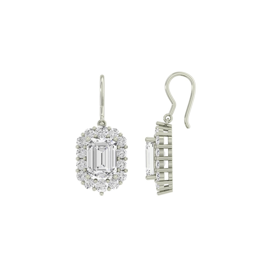 Cluster Baguette Silver Zircon Earrings