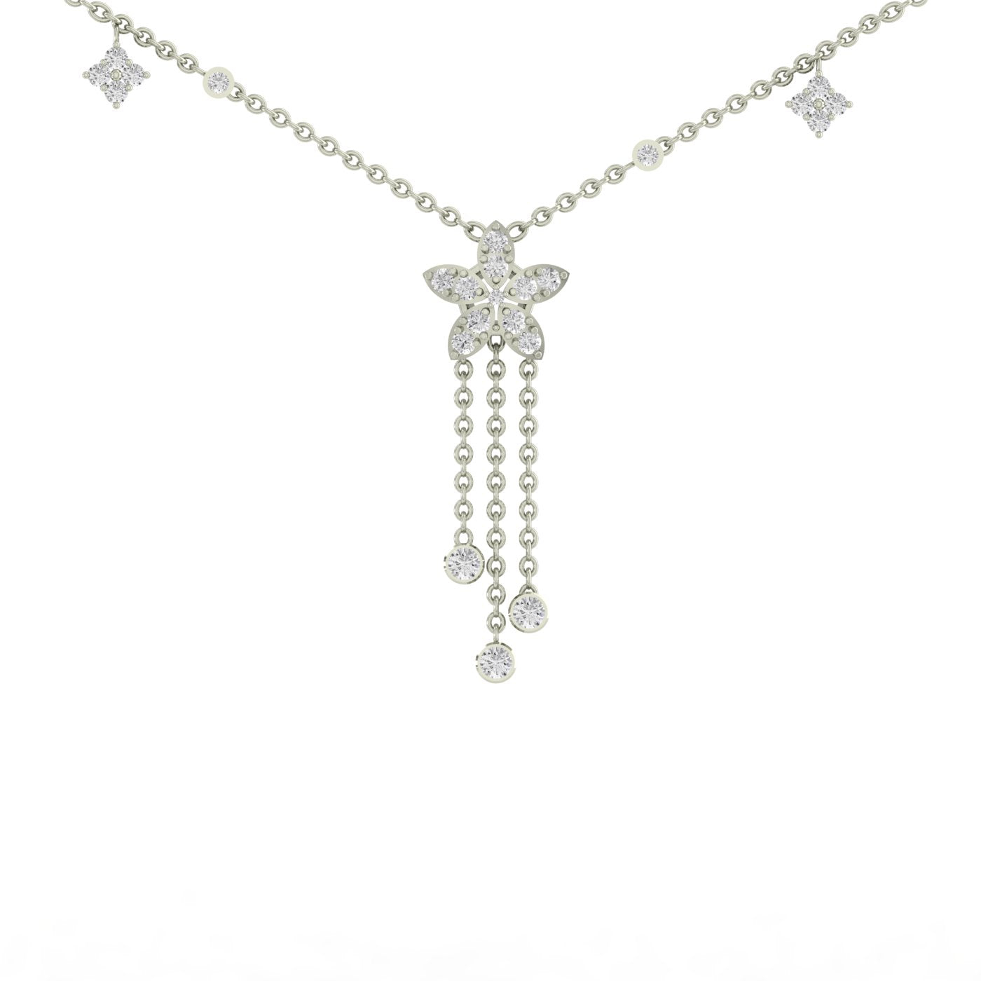 Floral Harmony Zircon Silver Necklace