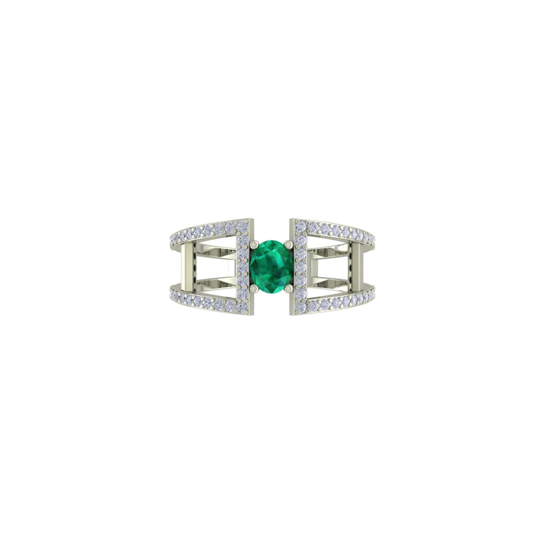 14 KT Gold Timeless Emerald Gem Duo Ring