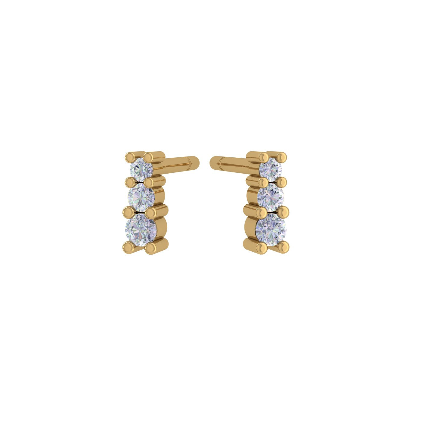 Triple Sparkle Diamond Gold Earring