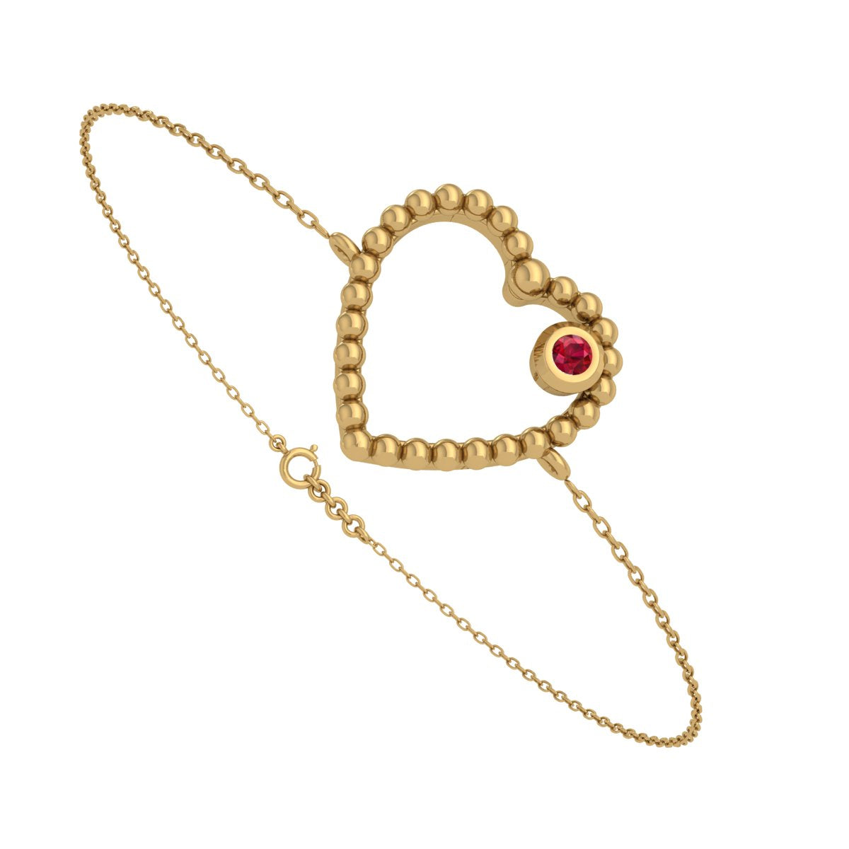 Ruby Heart Silver Bracelet