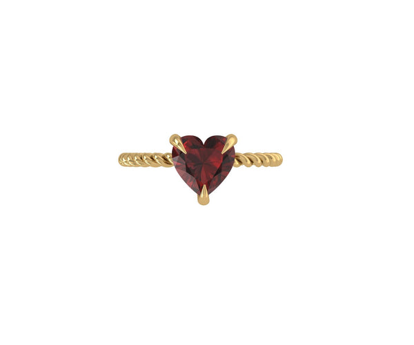 Sole Gem of Heart Silver Ring