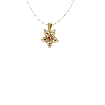 Floral Elegance Ruby & Diamond 14 KT Gold Pendant