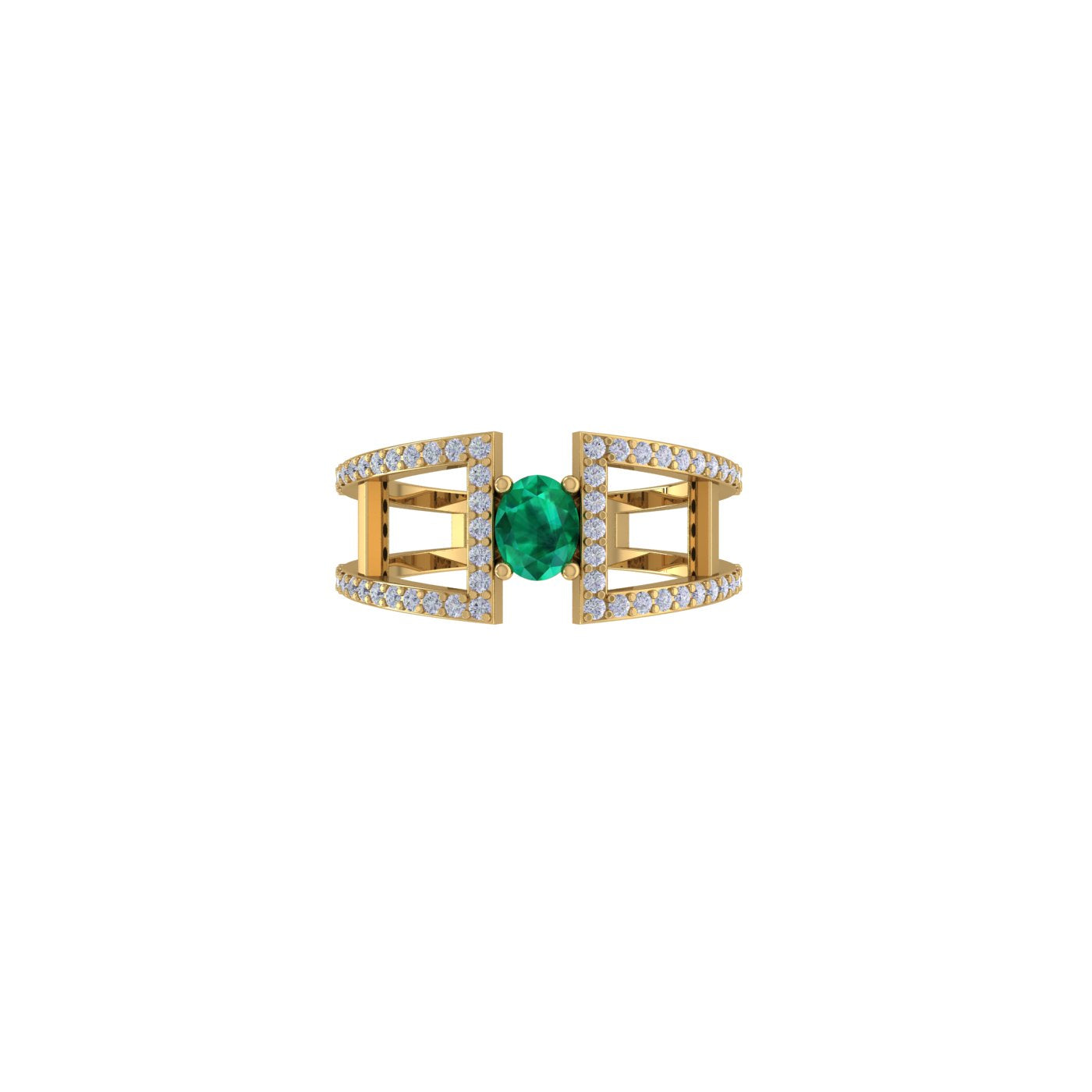 14 KT Gold Timeless Emerald Gem Duo Ring