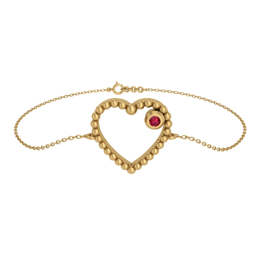 Ruby Heart Silver Bracelet