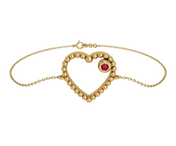 Ruby Heart Silver Bracelet