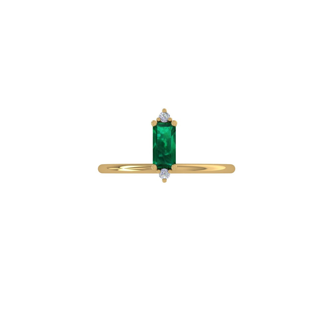 Baguette Emerald Bar Ring