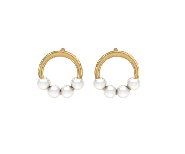 Triple Pearl Halo Stud Earrings