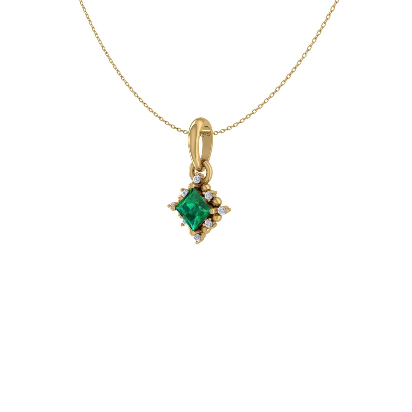 Cornerstone Quad Emerald 14 KT Gold Pendant