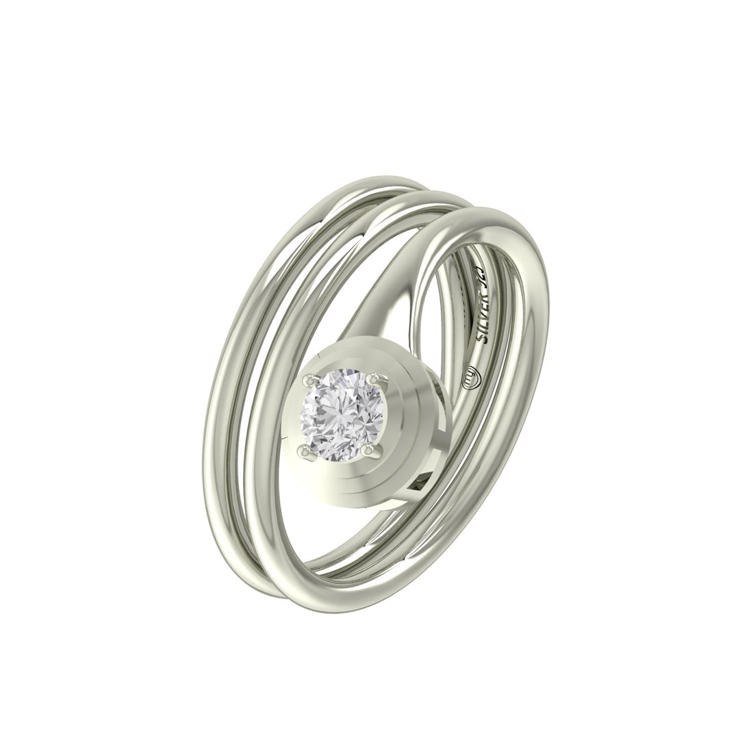 Spiral Symphony Silver Zircon Ring