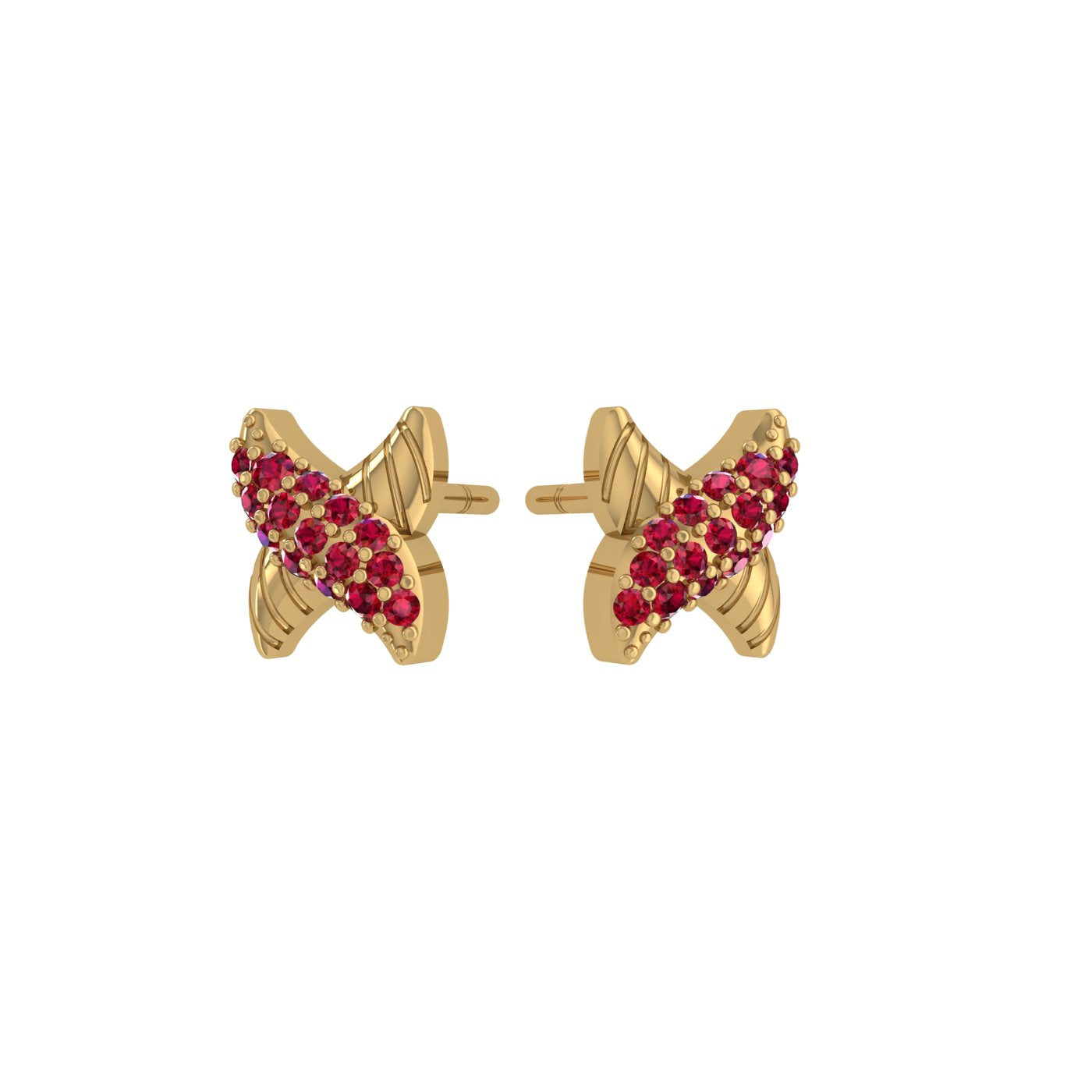 Curvy Cross Ruby Earring