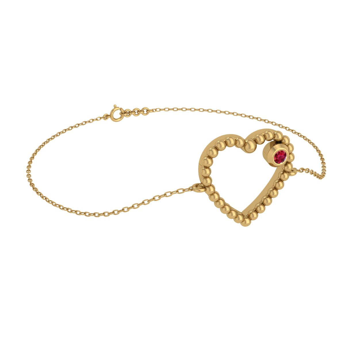 Ruby Heart Silver Bracelet