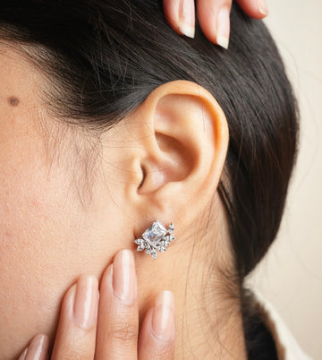 Marquise Arc with Baguette Silver Zircon Earring