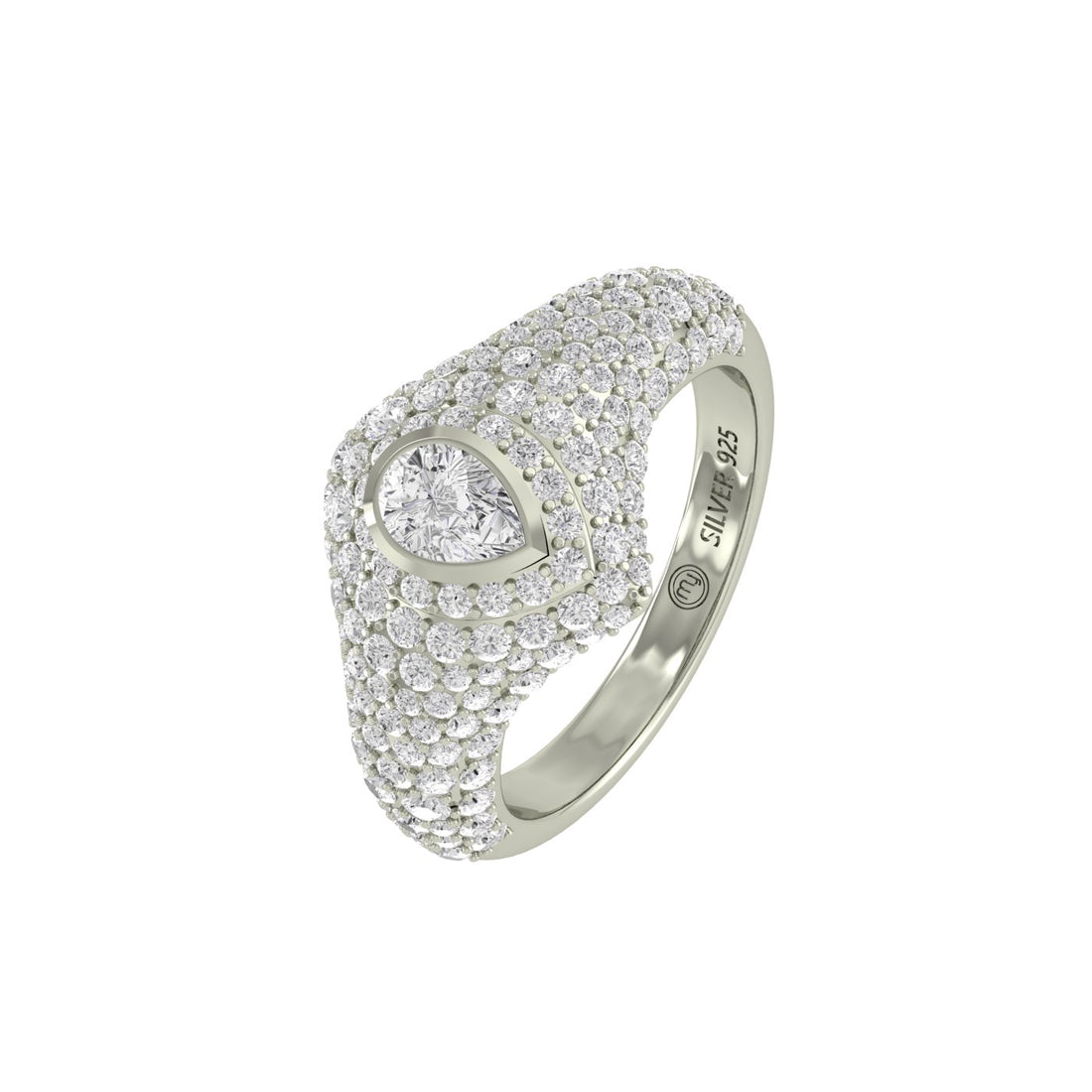 Classy Majestic Pear Silver Zircon Ring