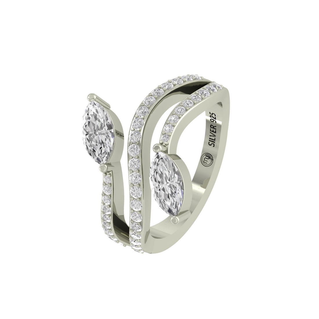 Whispering Willow Silver Zircon Ring