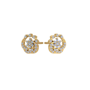 Floral Halo Sparkling 14 KT Gold Earrings