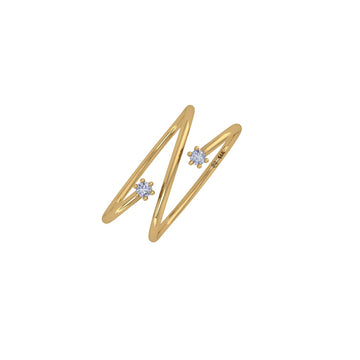 14 KT Gold Zig Zag Sparkler Diamond Ring