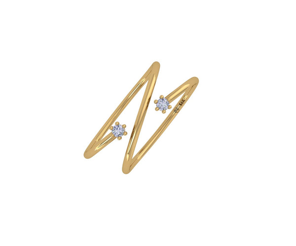 14 KT Gold Zig Zag Sparkler Diamond Ring