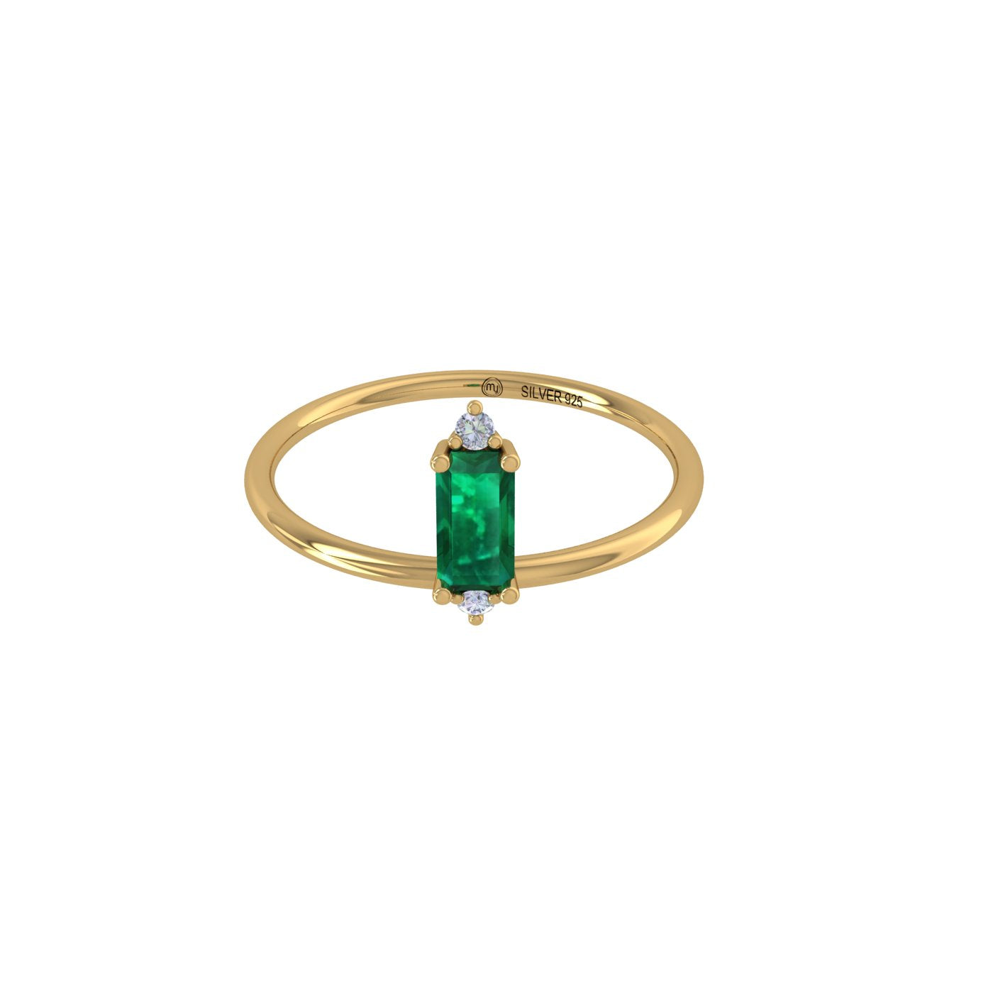Baguette Emerald Bar Ring