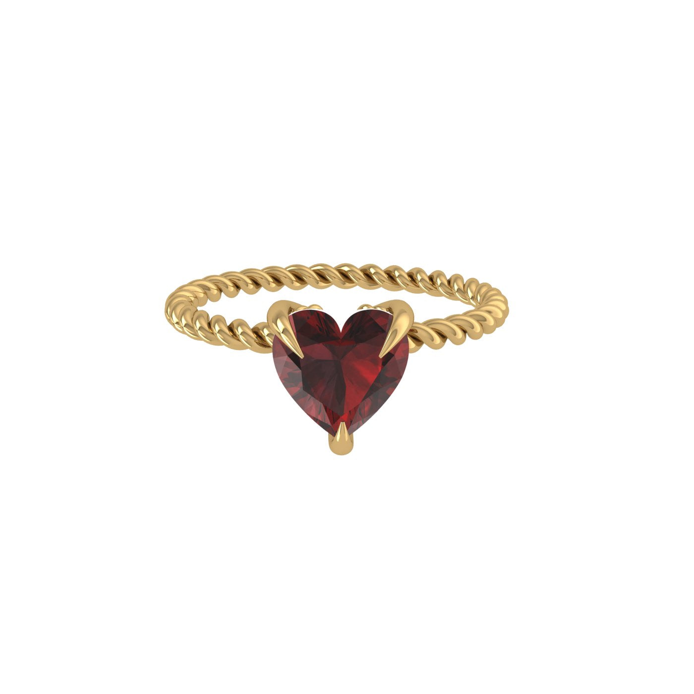 Sole Gem of Heart Silver Ring