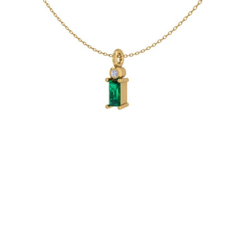 Baguette Beauty Emerald & Diamond 14 KT Gold Pendant