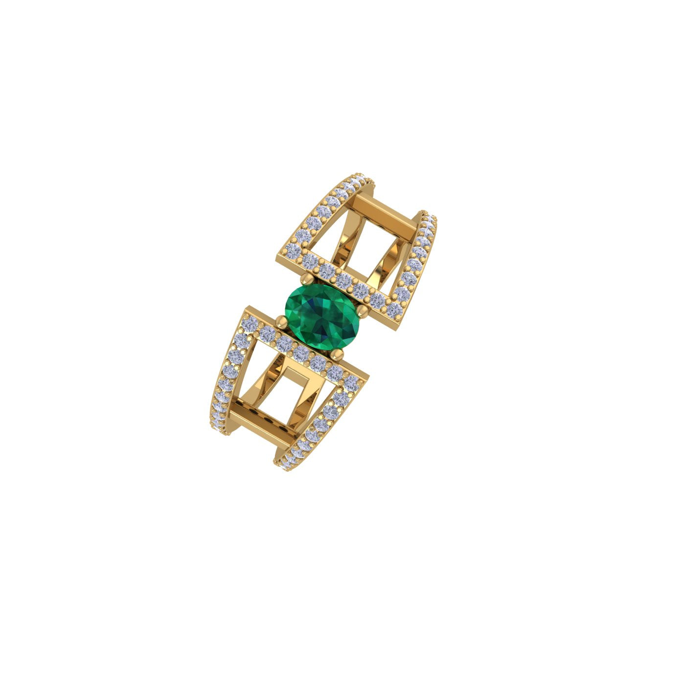 14 KT Gold Timeless Emerald Gem Duo Ring