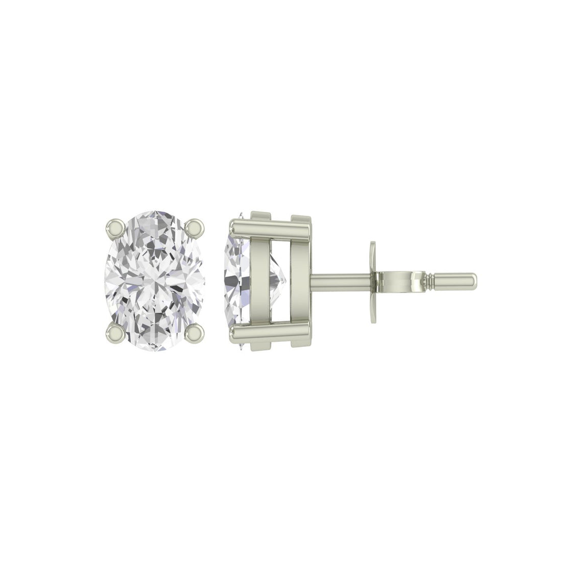 Oval Solitaire Silver Zircon Earring