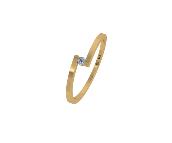 14 KT Minimal Gold Solitaire Grace Diamond Ring