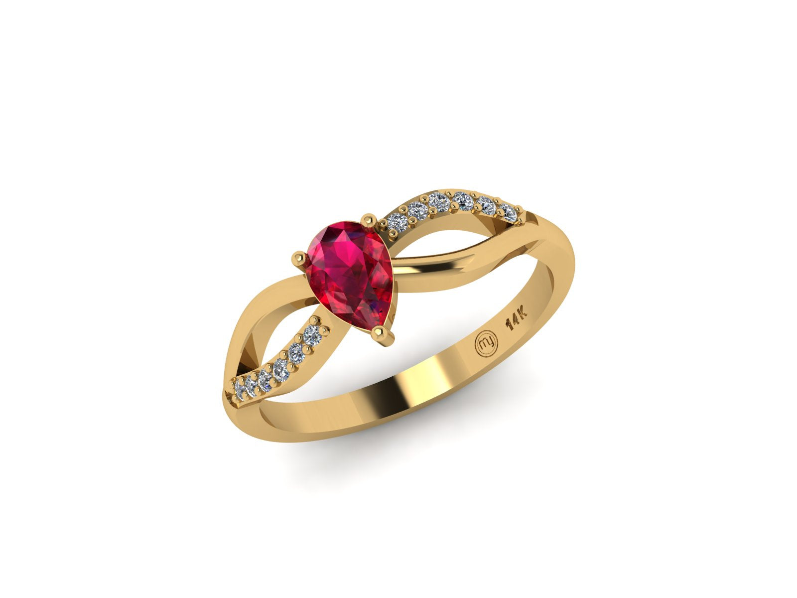 Ruby Solitaire 14 KT Gold Ring