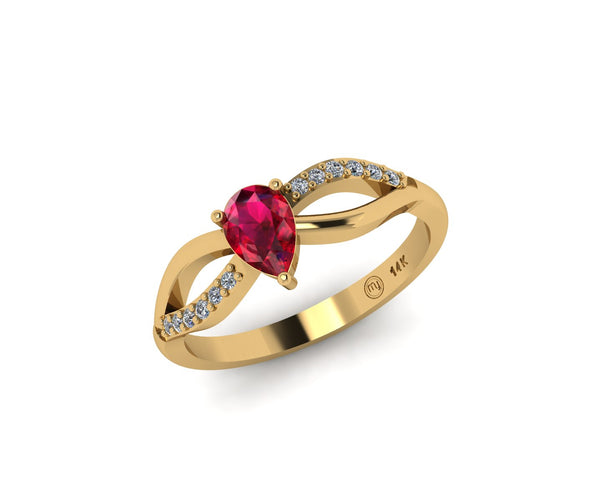 14 KT Gold Ruby Solitaire Ring