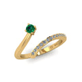 14 KT Gold Radiant Flow Adjustable Emerald And Diamond Ring