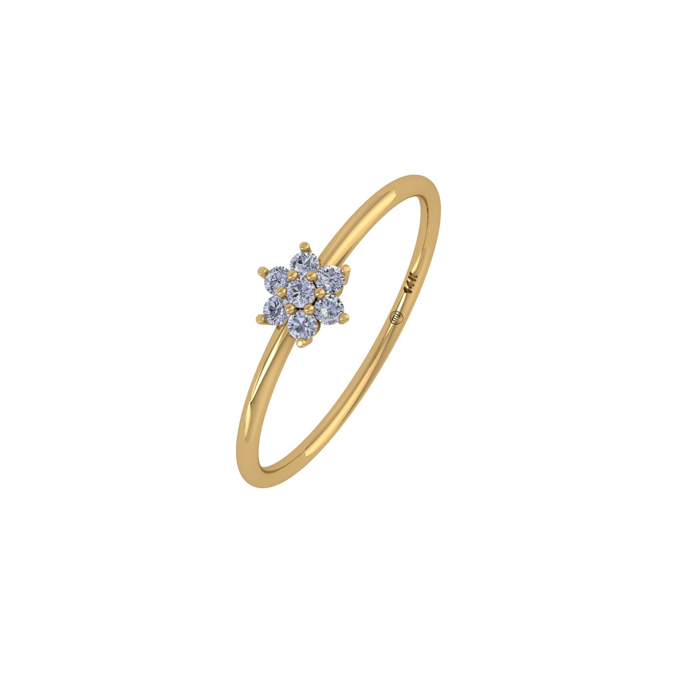 Minimal Flower Diamond 14 KT Gold Ring