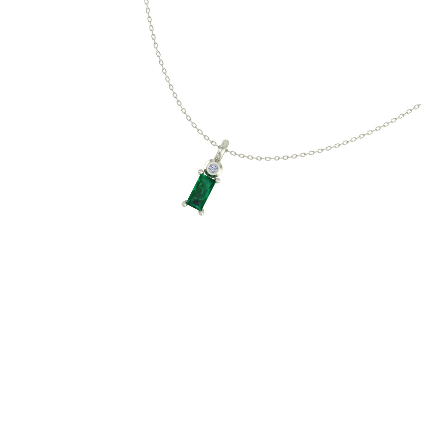 Baguette Beauty Emerald & Diamond Pendant