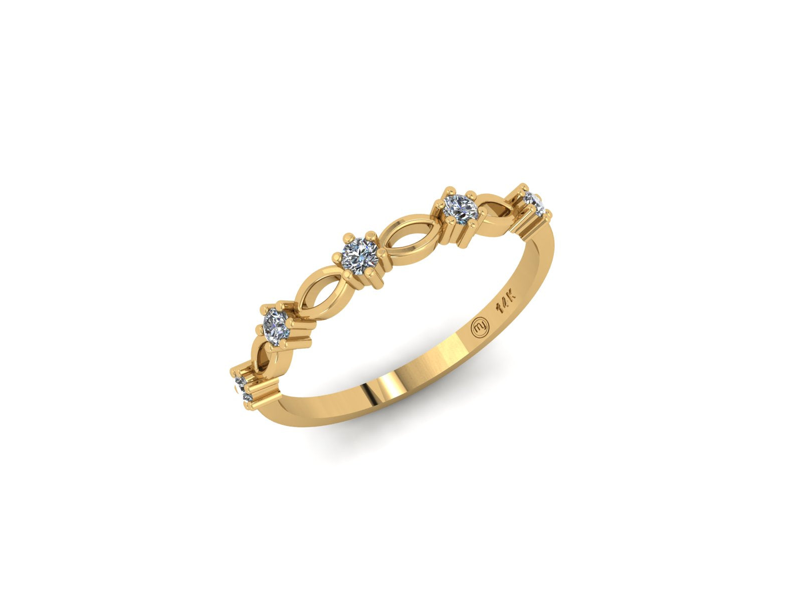 Minimalist Diamond Band 14 KT Gold Ring