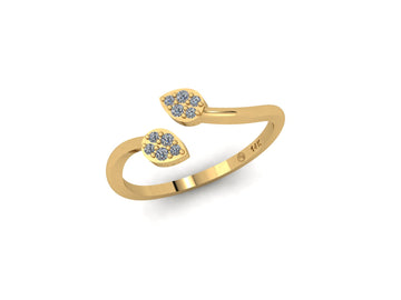 Enchanted  Leaf Minimal Diamond 14 KT Gold Ring